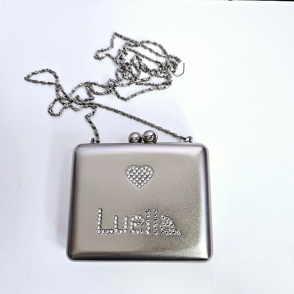 Silver Rhinestone Square Evening Bag